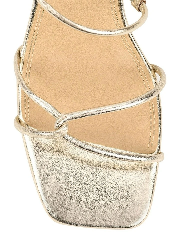 Strike Strappy Block Heels in Gold Metallic Leather image 4