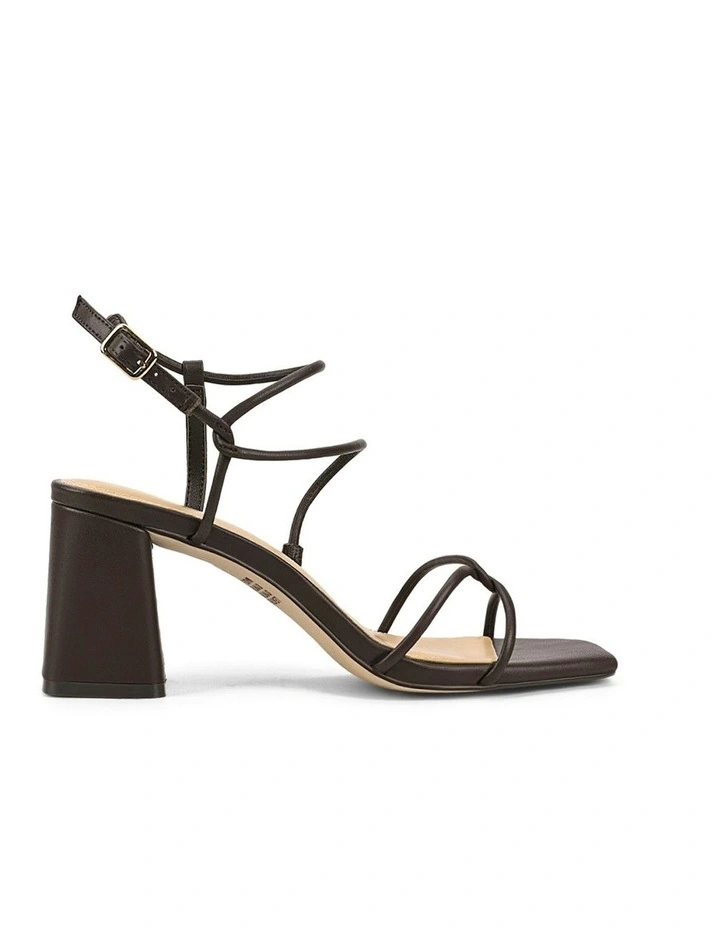 Strike Strappy Block Heels in Chocolate Brown Leather image 1