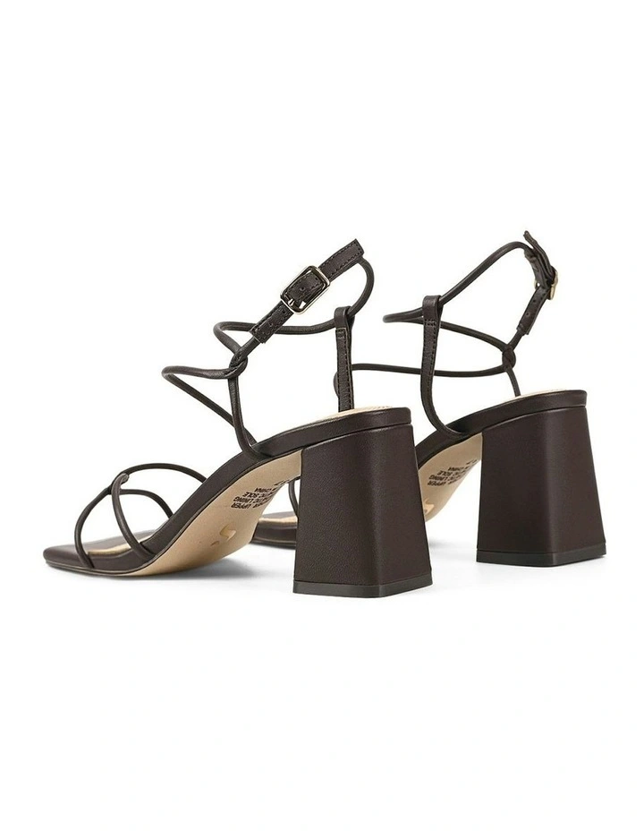 Strike Strappy Block Heels in Chocolate Brown Leather image 3