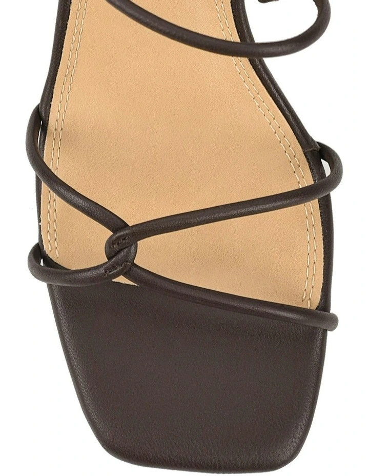 Strike Strappy Block Heels in Chocolate Brown Leather image 4