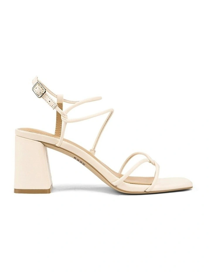 Strike Strappy Block Heels in Cream White Leather image 1