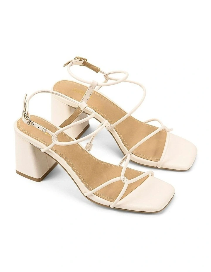 Strike Strappy Block Heels in Cream White Leather image 3