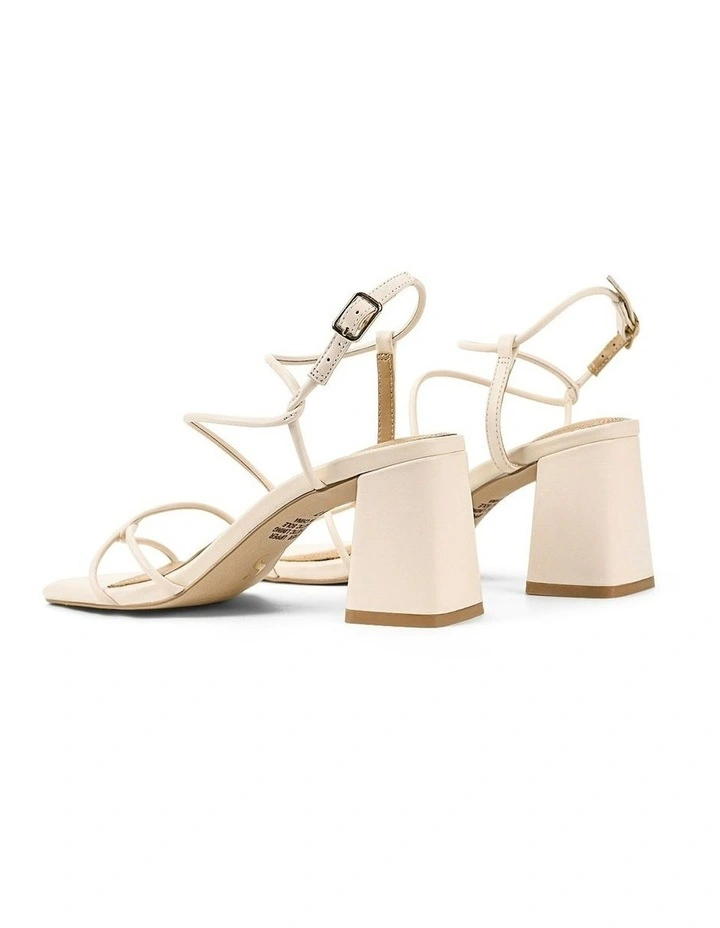 Strike Strappy Block Heels in Cream White Leather image 4