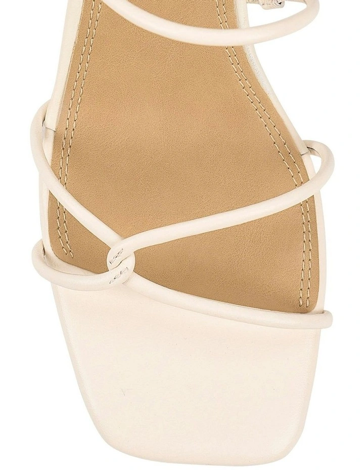 Strike Strappy Block Heels in Cream White Leather image 5