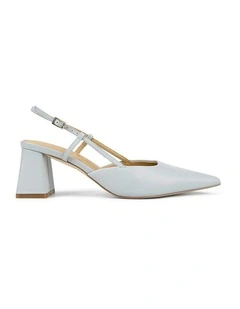 Yasmine Slingback Heels in Soft Blue Leather