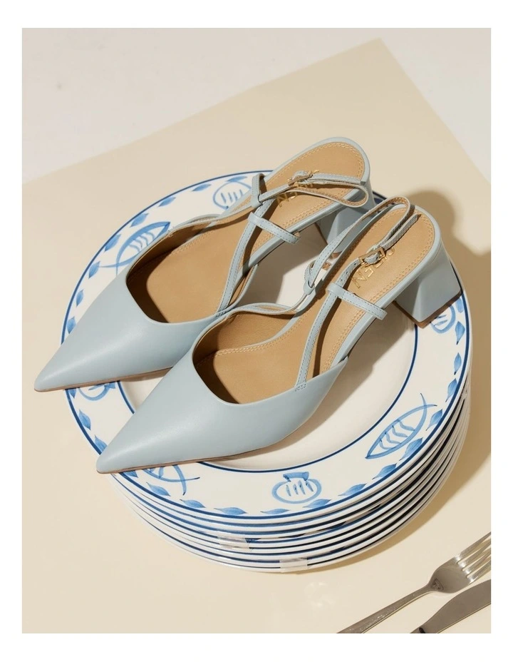 Yasmine Slingback Heels in Soft Blue Leather image 4