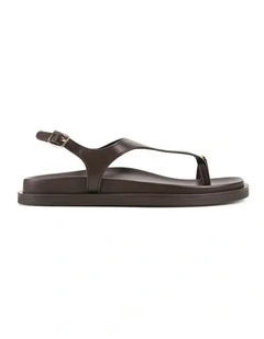 Leather Latvia Flatform Sandals in Chocolate Brown