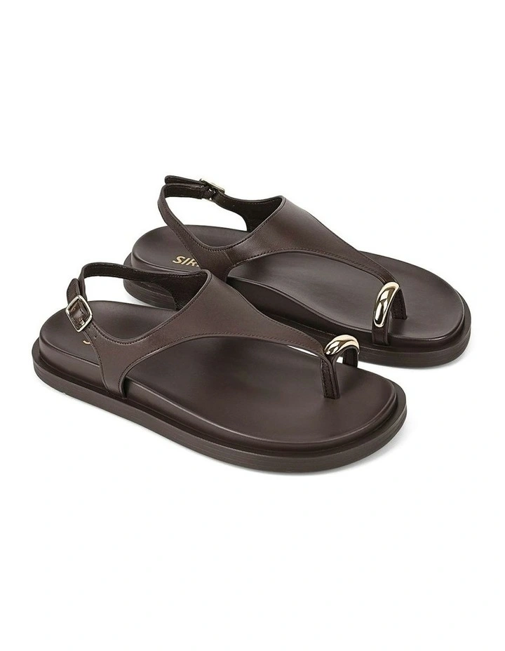 Leather Latvia Flatform Sandals in Chocolate Brown image 2