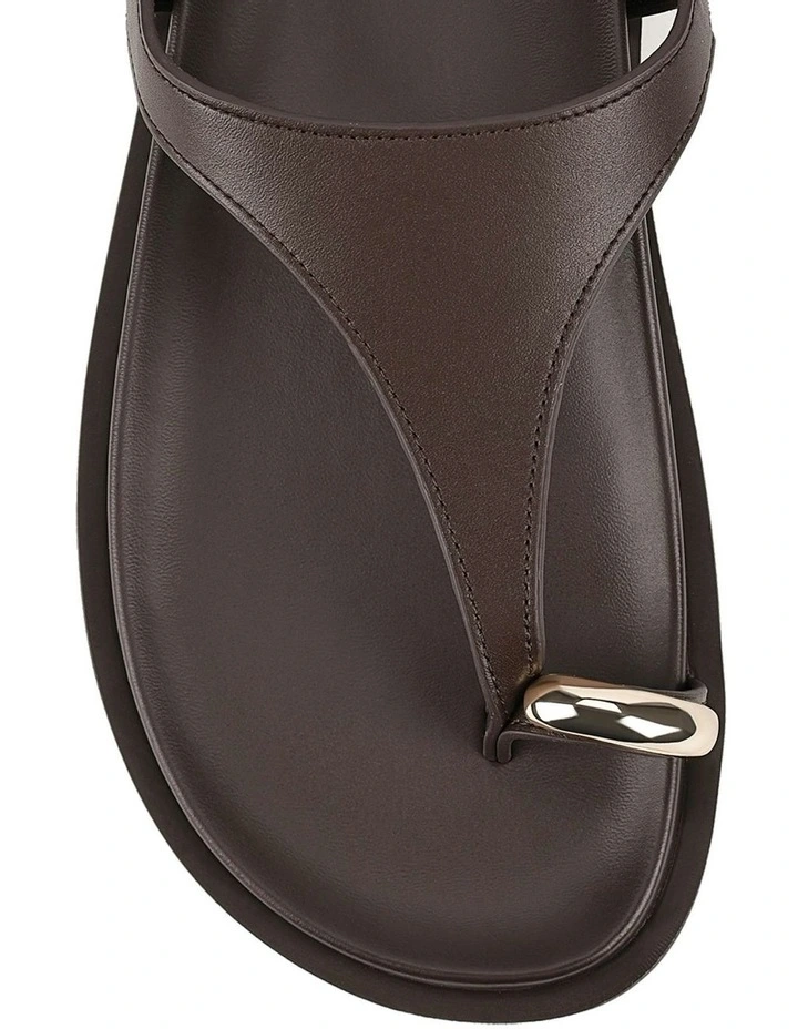 Leather Latvia Flatform Sandals in Chocolate Brown image 4