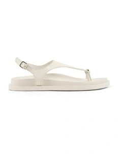 Latvia Leather Flatform Sandals in Cream White