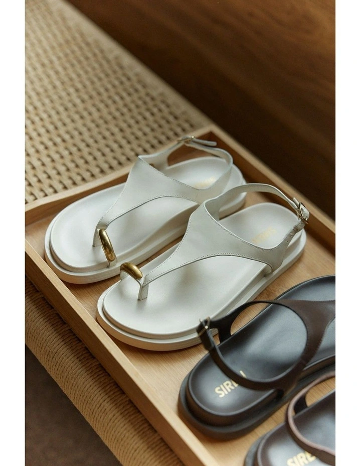 Latvia Leather Flatform Sandals in Cream White image 3