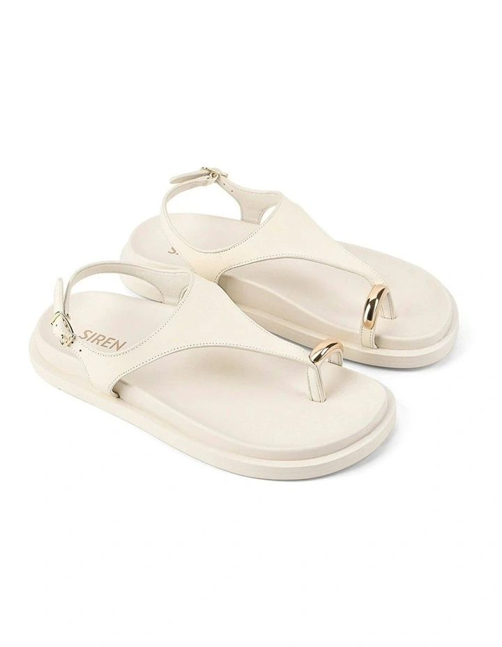 Latvia Leather Flatform Sandals in Cream White image 4