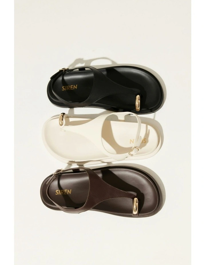 Latvia Leather Flatform Sandals in Cream White image 7