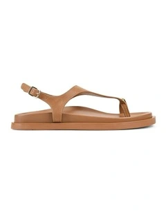 Latvia Leather Flatform Sandals in Tan
