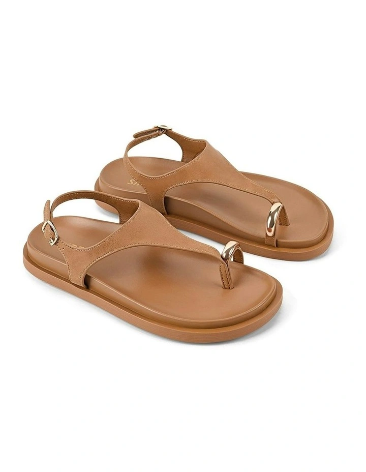 Latvia Leather Flatform Sandals in Tan image 3