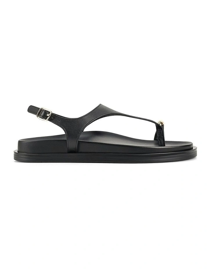 Latvia Leather Flatform Sandals in Black image 1