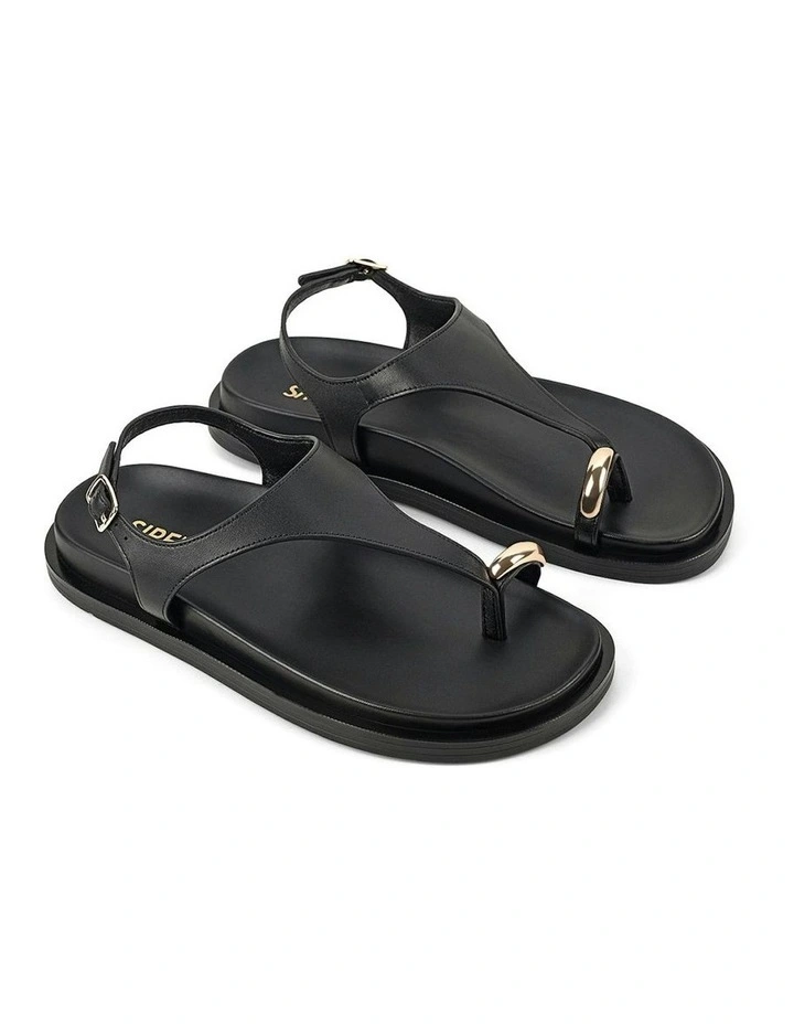 Latvia Leather Flatform Sandals in Black image 3