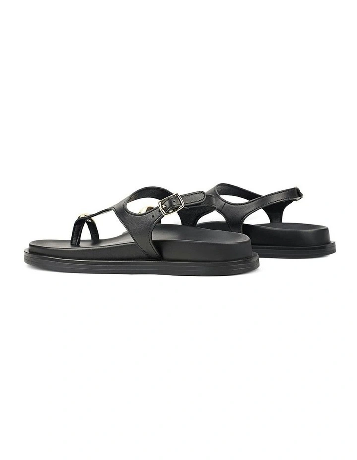 Latvia Leather Flatform Sandals in Black image 4