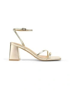 Stacie Block Heel Sandals in Gold Metallic