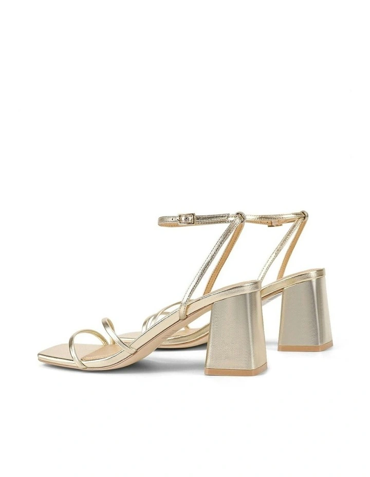 Stacie Block Heel Sandals in Gold Metallic image 3