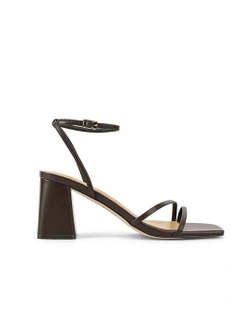 Leather Stacie Block Heel Sandals in Chocolate Brown