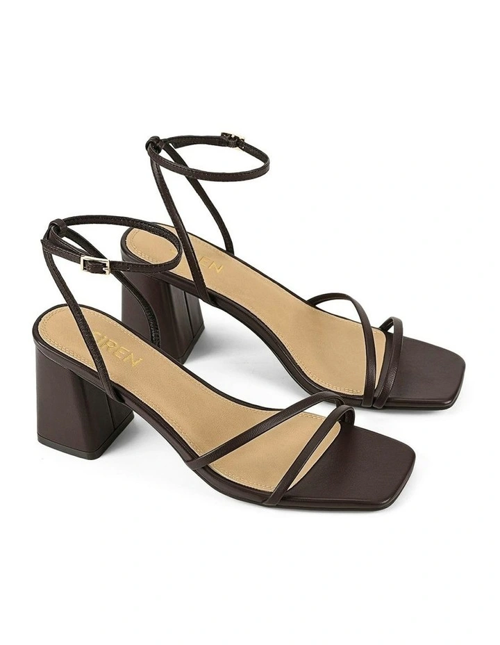 Leather Stacie Block Heel Sandals in Chocolate Brown image 2