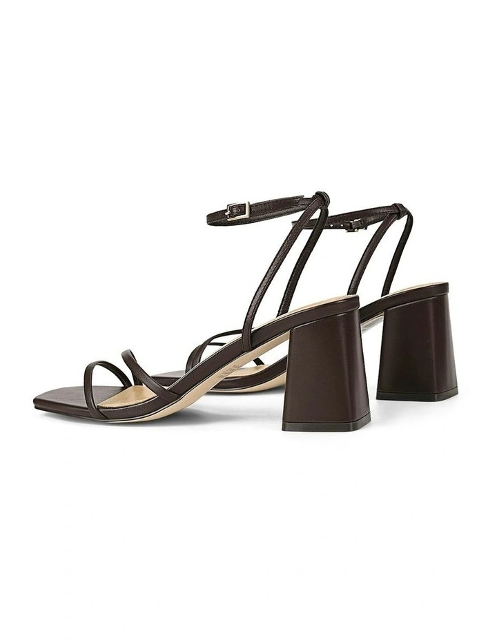 Leather Stacie Block Heel Sandals in Chocolate Brown image 3