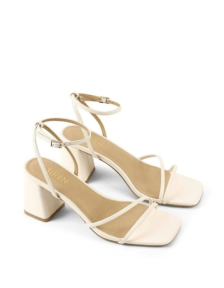 Stacie Block Heel Sandals in Cream White Leather image 2