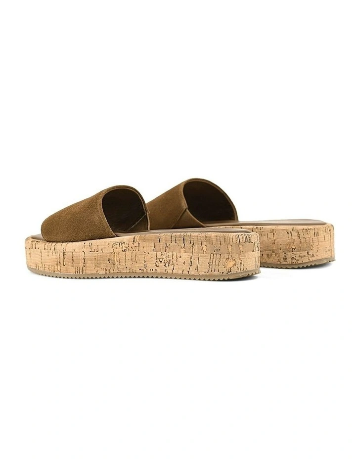 Detroit Flatform Slides in Tobacco Brown Suede & Cork image 5