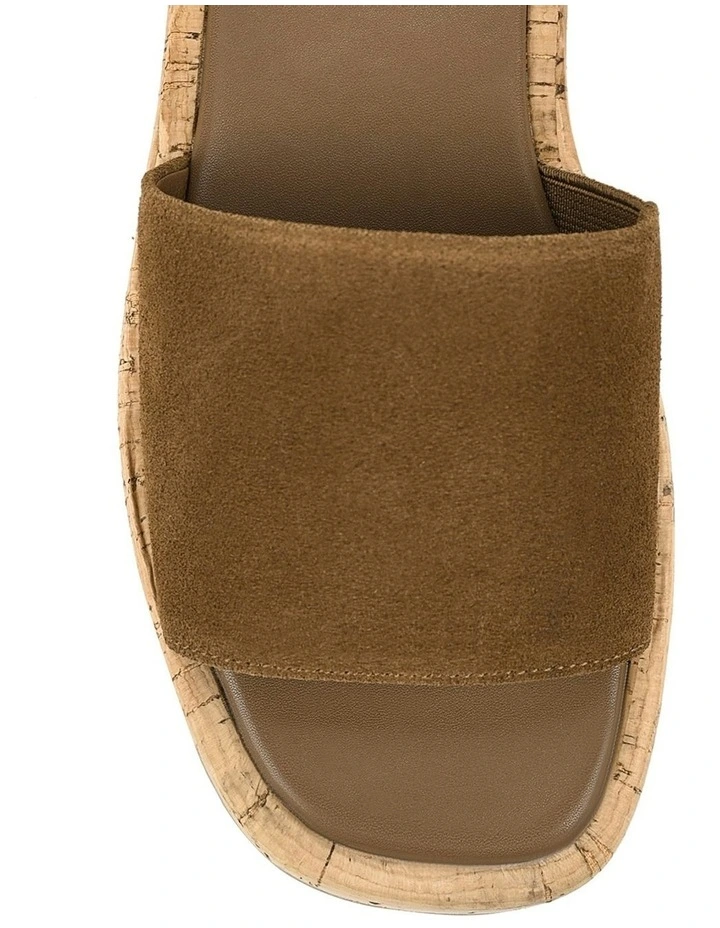 Detroit Flatform Slides in Tobacco Brown Suede & Cork image 6