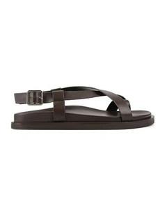 Laia Flatform Leather Sandals in Chocolate Brown