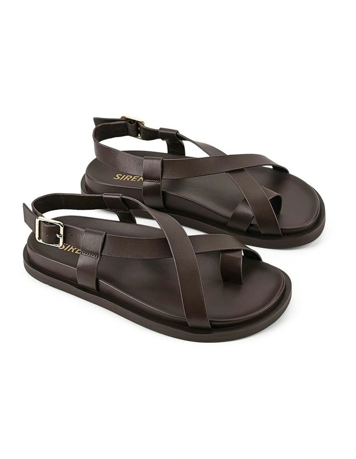Laia Flatform Leather Sandals in Chocolate Brown image 2