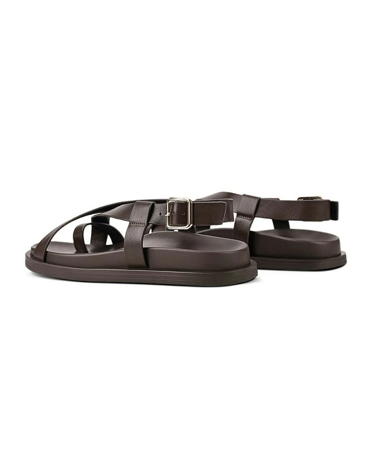 Laia Flatform Leather Sandals in Chocolate Brown image 3