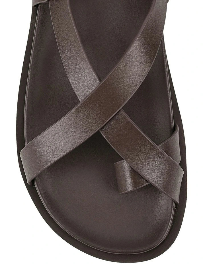 Laia Flatform Leather Sandals in Chocolate Brown image 4