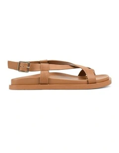 Laia Flatform Sandals in Tan Leather