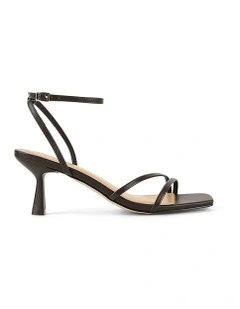 Saffron Strappy Leather Heels in Chocolate Brown