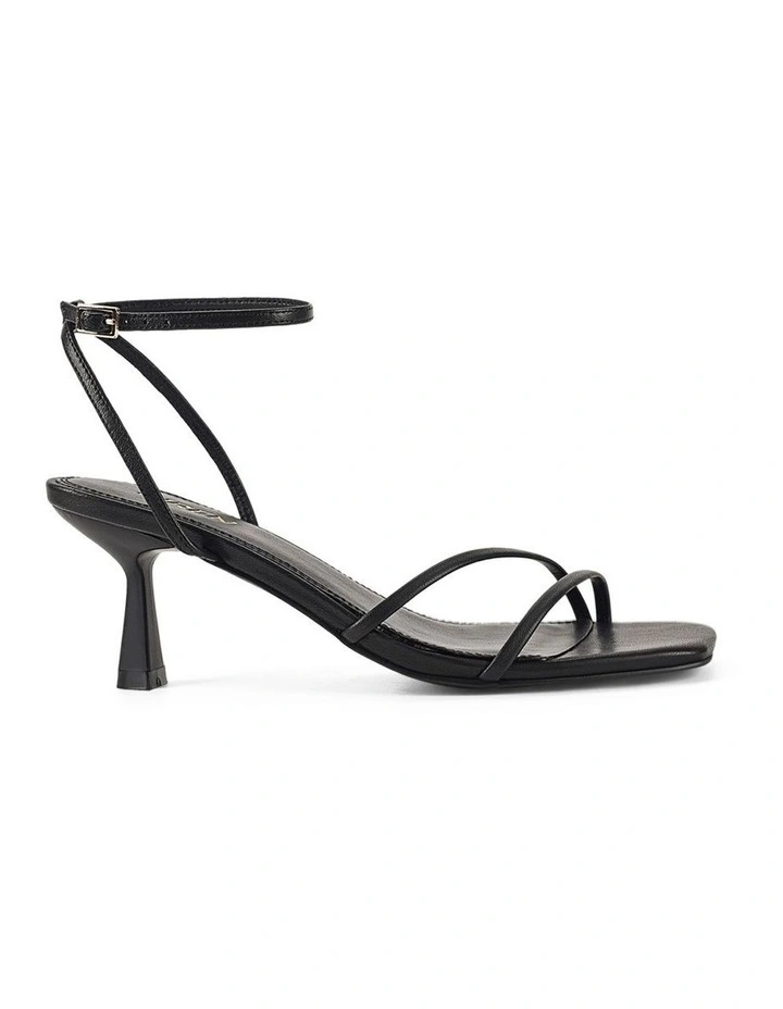 Saffron Strappy Leather Heels in Black image 1