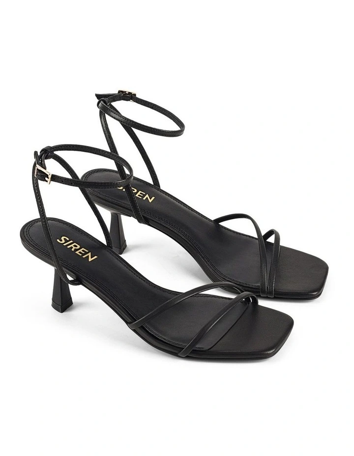 Saffron Strappy Leather Heels in Black image 2