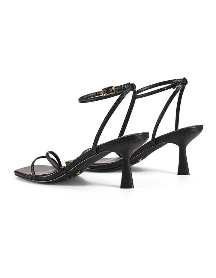 Saffron Strappy Leather Heels in Black image 3