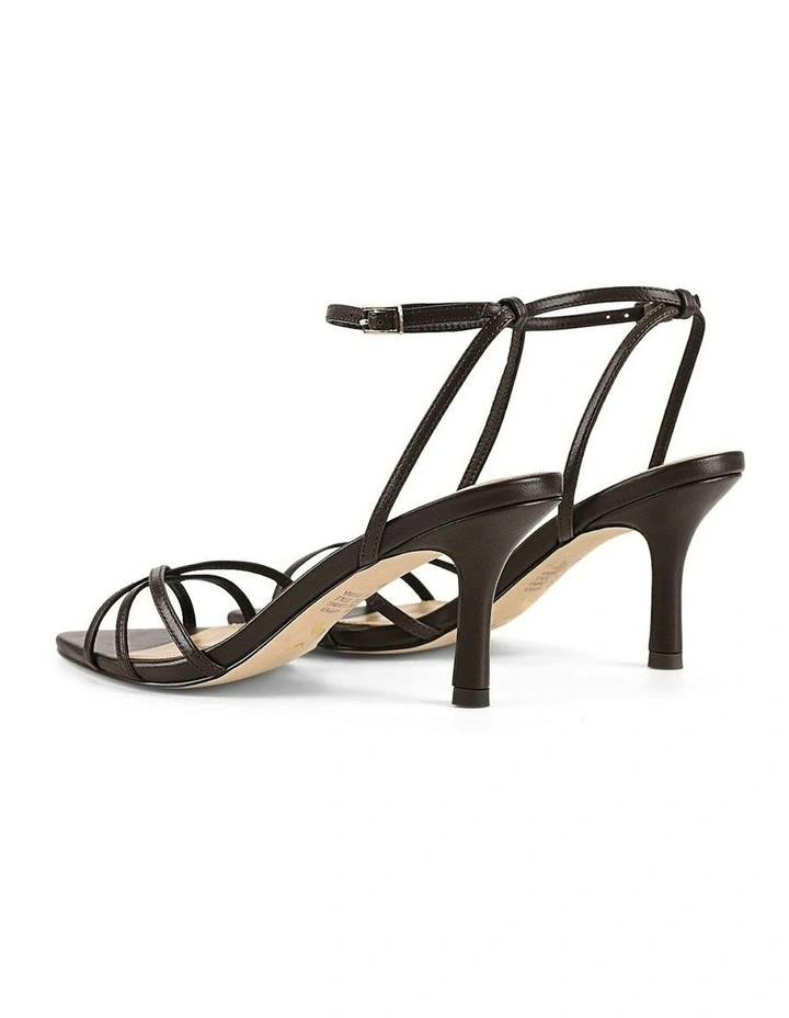 Madison Point Toe Leather Strappy Heel Sandals in Chocolate Brown image 3