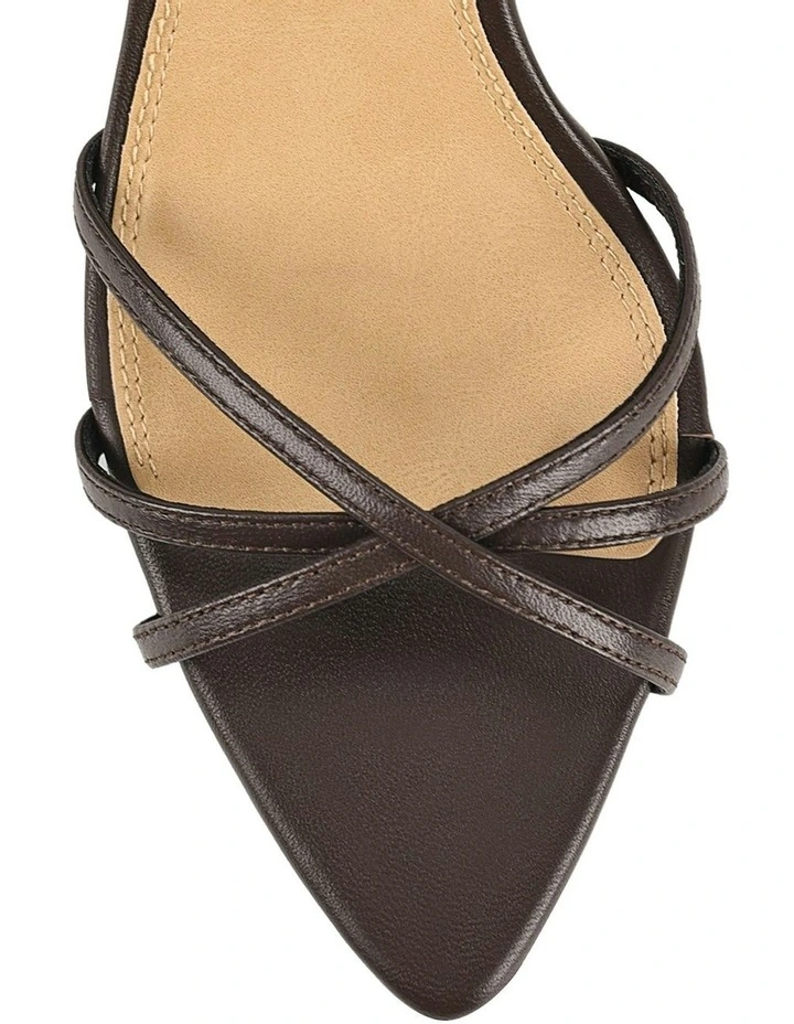 Madison Point Toe Leather Strappy Heel Sandals in Chocolate Brown image 4