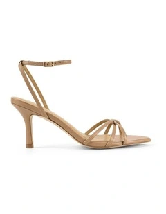 Madison Point Toe Leather Strappy Heel in Almond Tan