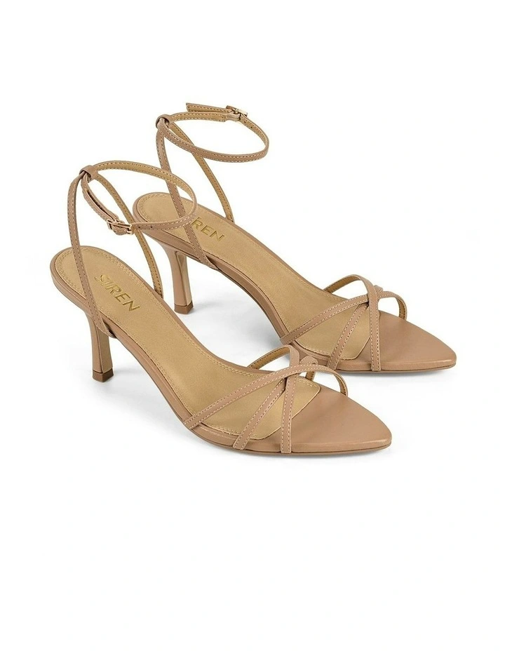 Madison Point Toe Leather Strappy Heel in Almond Tan image 2