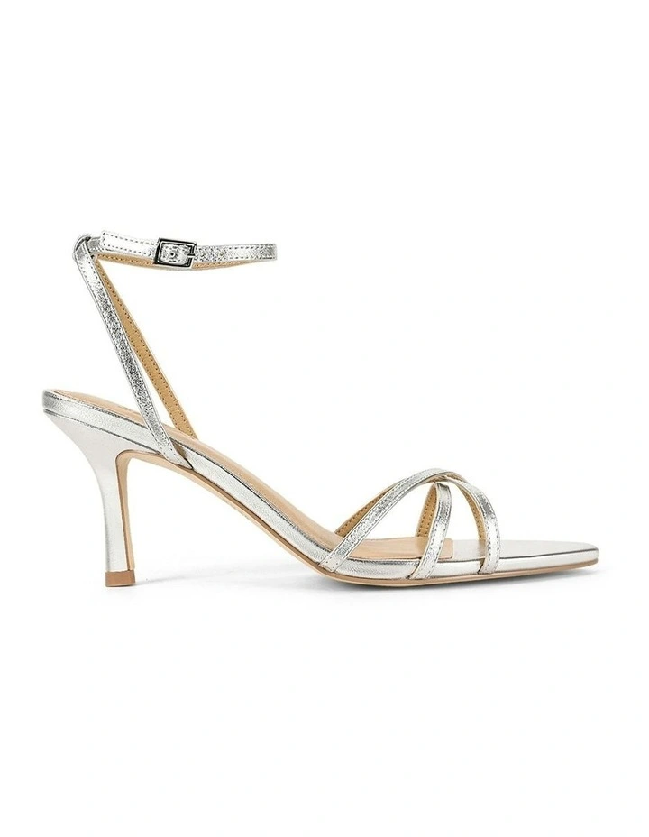 Madison Point Toe Strappy Heel in Silver Leather image 1