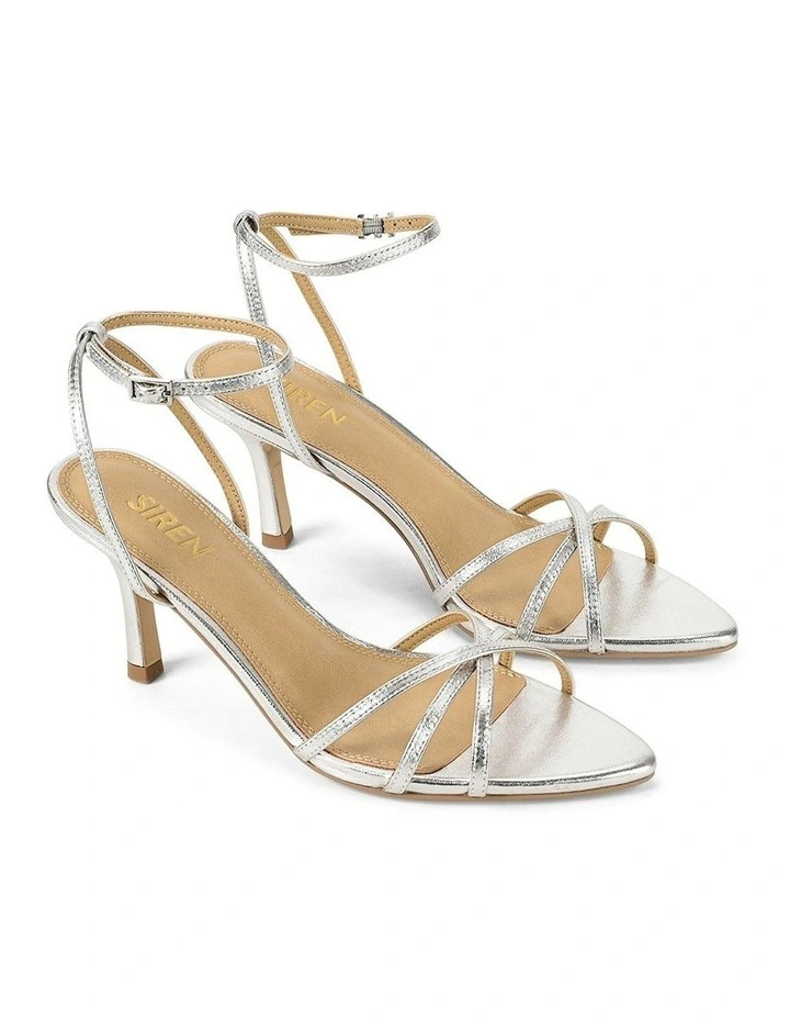 Madison Point Toe Strappy Heel in Silver Leather image 2