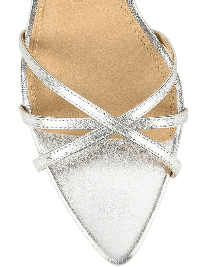 Madison Point Toe Strappy Heel in Silver Leather image 4