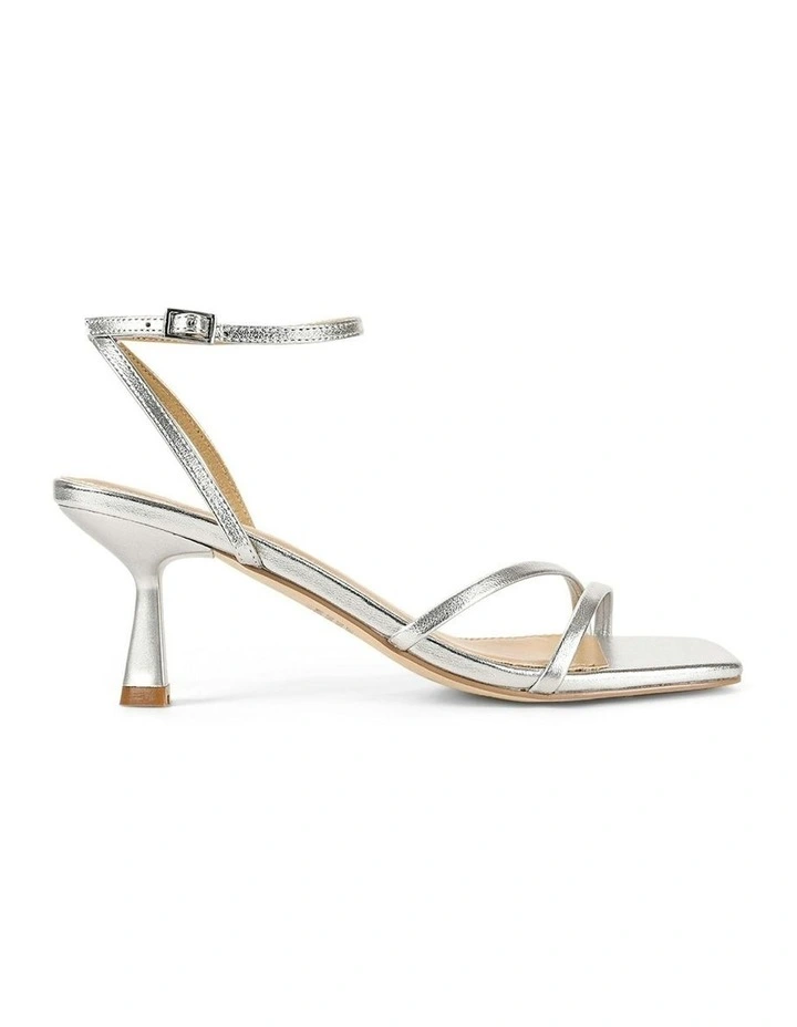 Saffron Strappy Heels in Silver Leather image 1