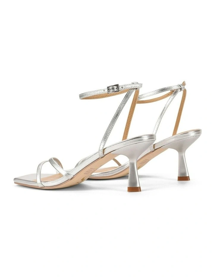 Saffron Strappy Heels in Silver Leather image 3