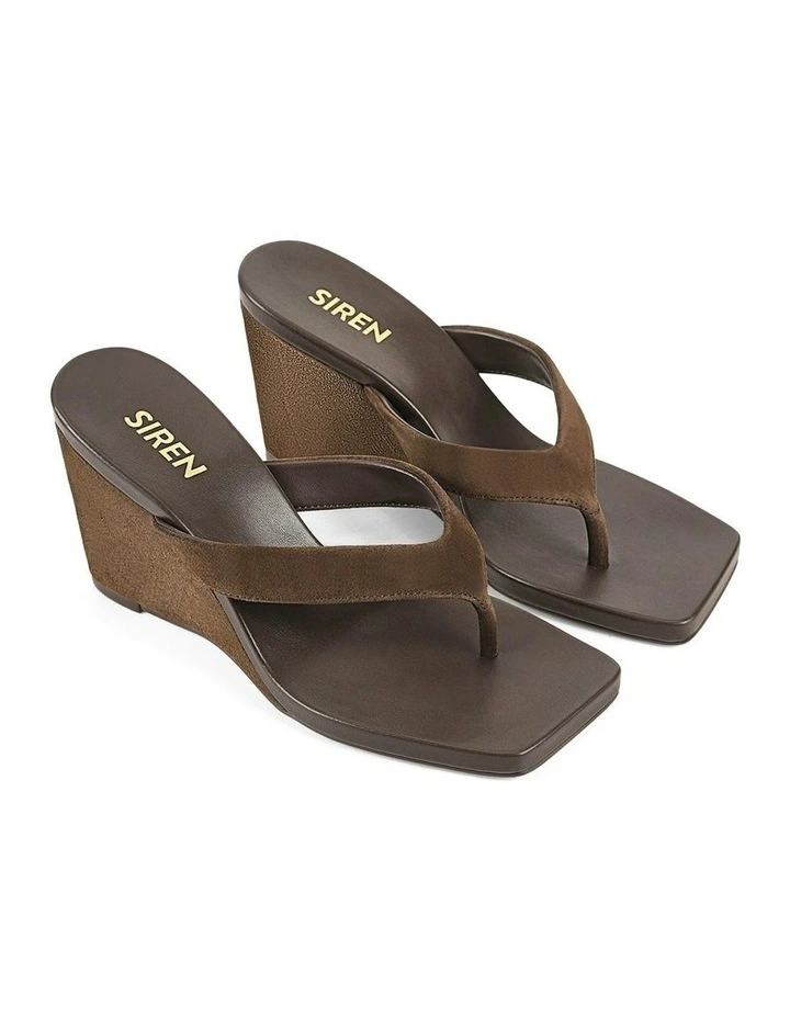 Melrose Thong Wedges in Chocolate Brown Suede image 3