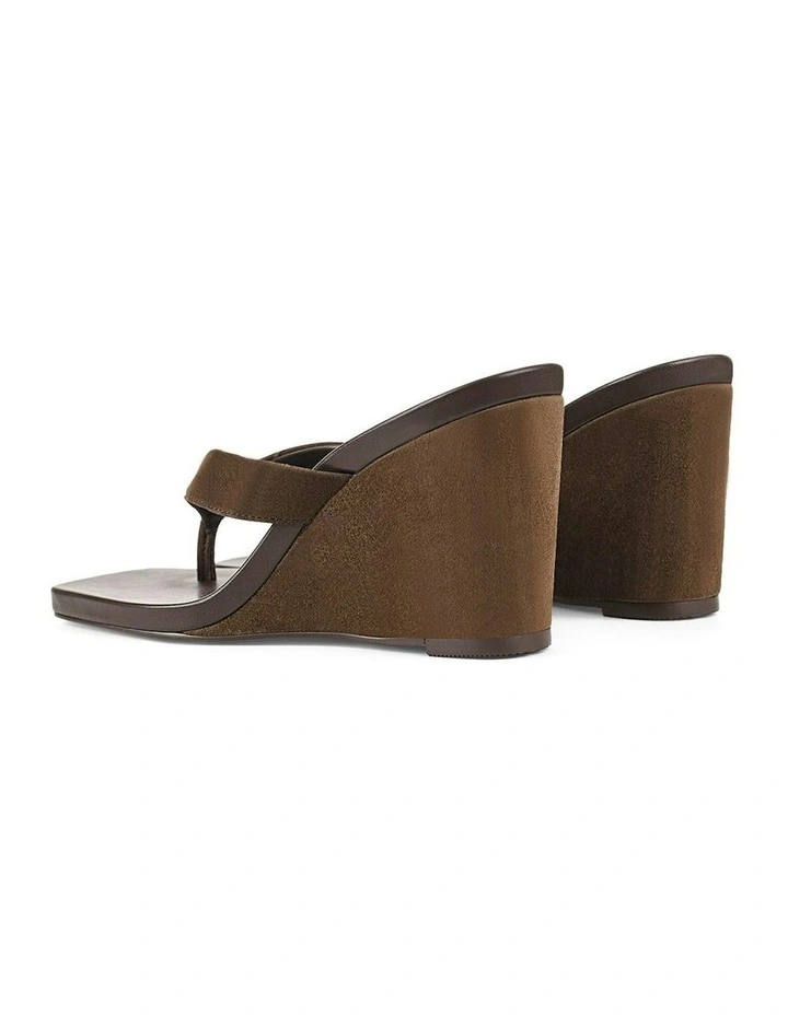 Melrose Thong Wedges in Chocolate Brown Suede image 4